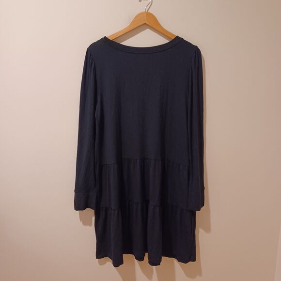 Lilly Pulitzer Arlette Swing Jersey Dress Long Sleeve Tiered Onyx Black Size XL - Picture 5 of 8